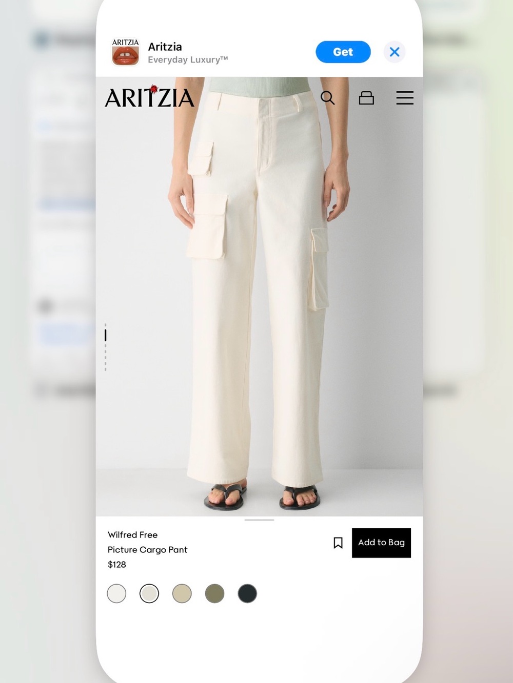 Aritzia Wilfred Free Cream Picture Cargo Pants